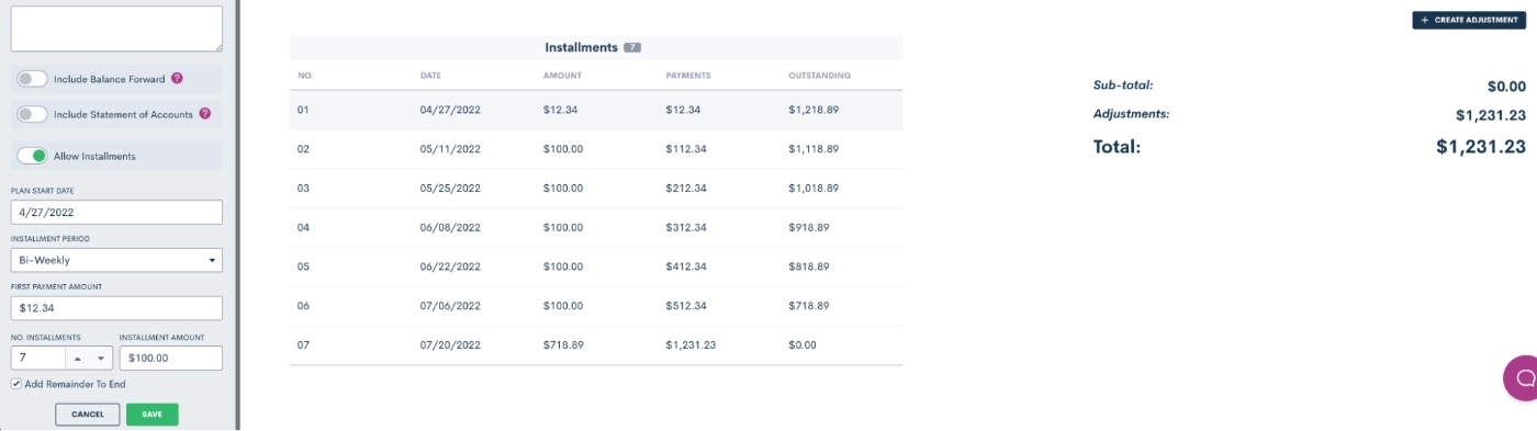 payment plans